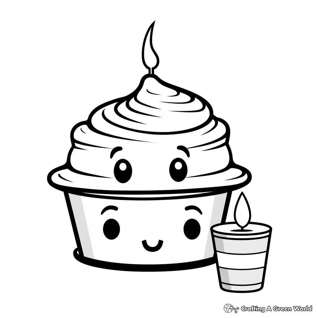 Fun Cupcake with Candle Coloring Pages 2