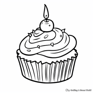 Fun Cupcake with Candle Coloring Pages 3