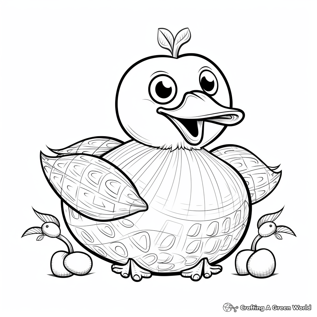 Fun Dodo Bird with Fruits Coloring Pages for Kids 3