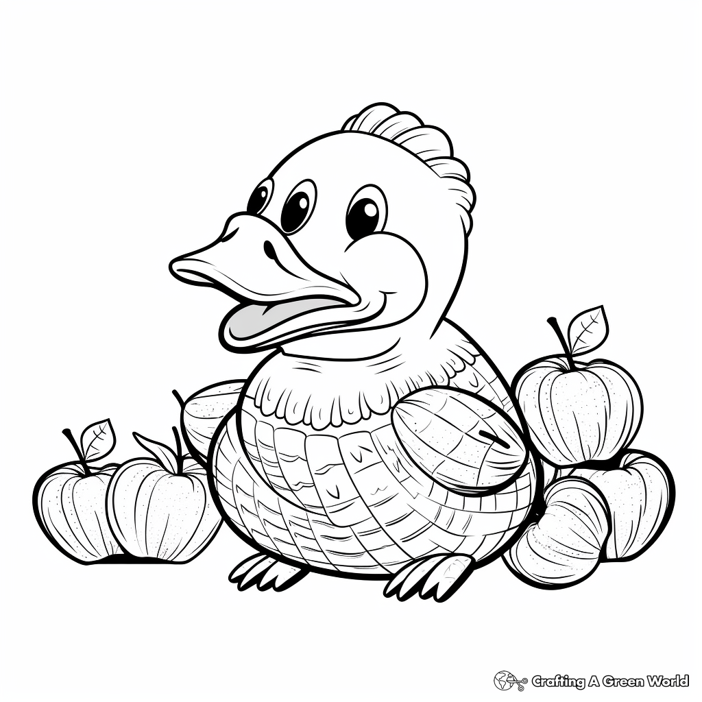 Fun Dodo Bird with Fruits Coloring Pages for Kids 4