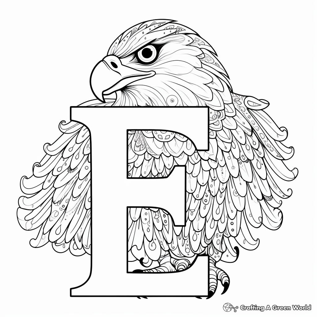 Fun E for Eagle Coloring Pages for Children 2