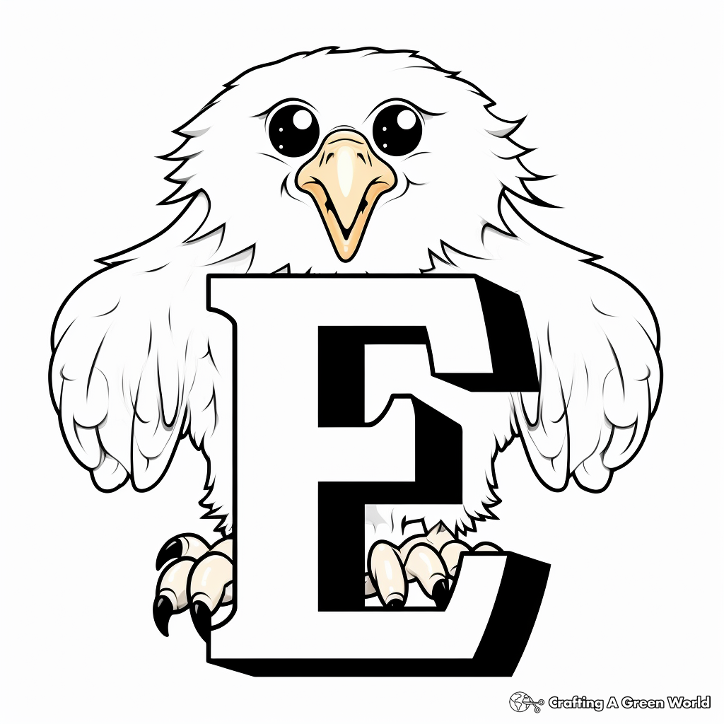 Fun E for Eagle Coloring Pages for Children 3