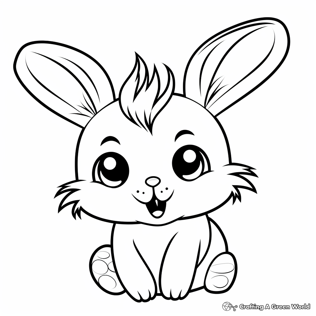 Fun Easter Kawaii Bunny Coloring Pages 1