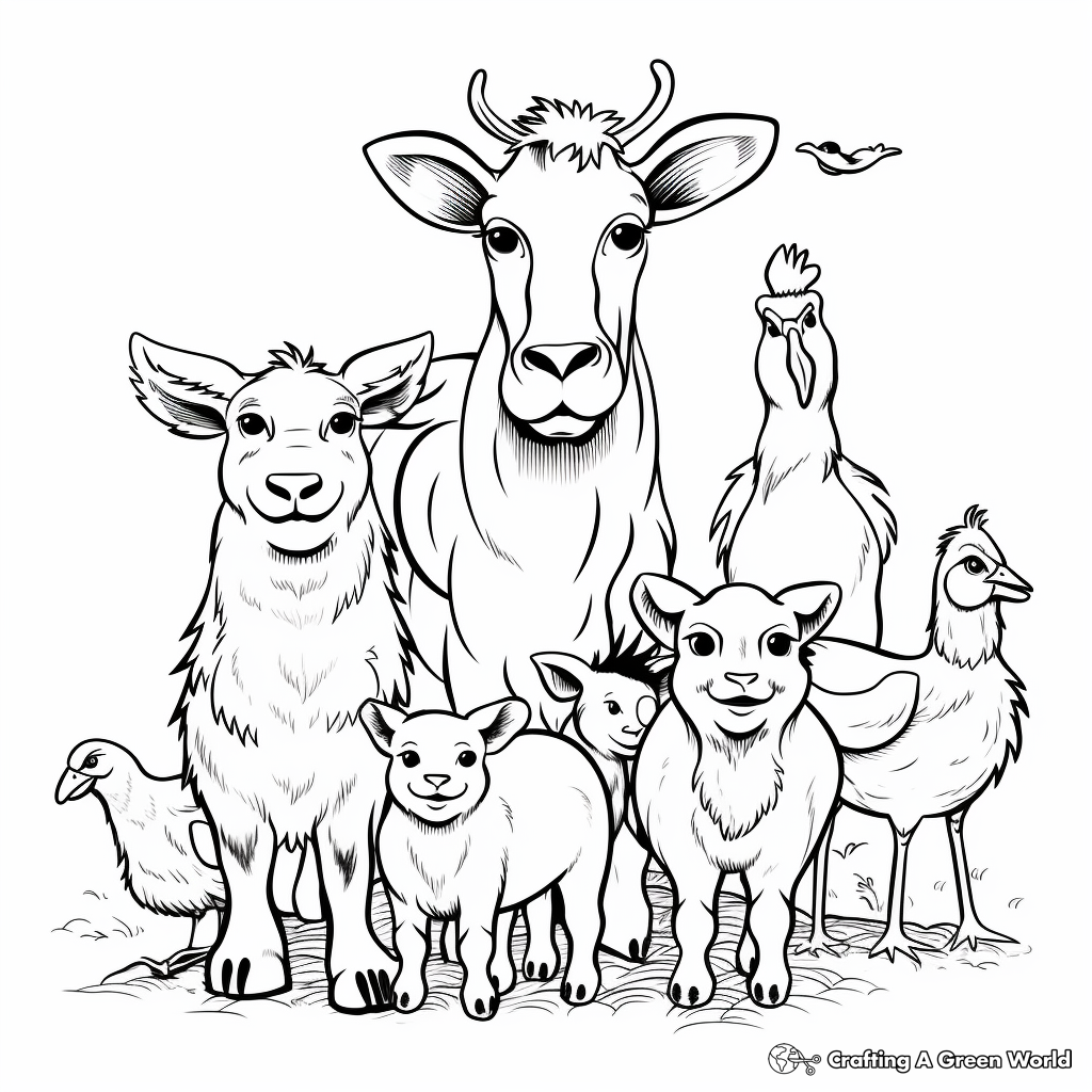 Fun Farm Animal Families Coloring Pages 2
