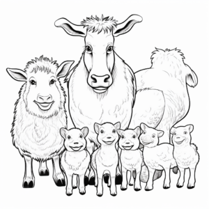 Fun Farm Animal Families Coloring Pages 3