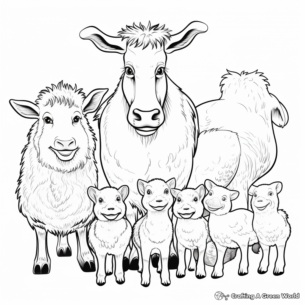 Fun Farm Animal Families Coloring Pages 3