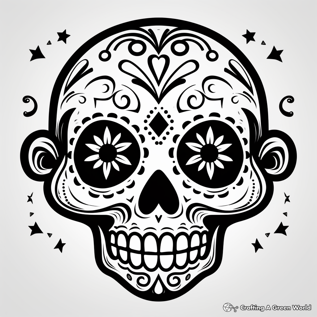 Fun Fiesta Sugar Skull Coloring Pages 1