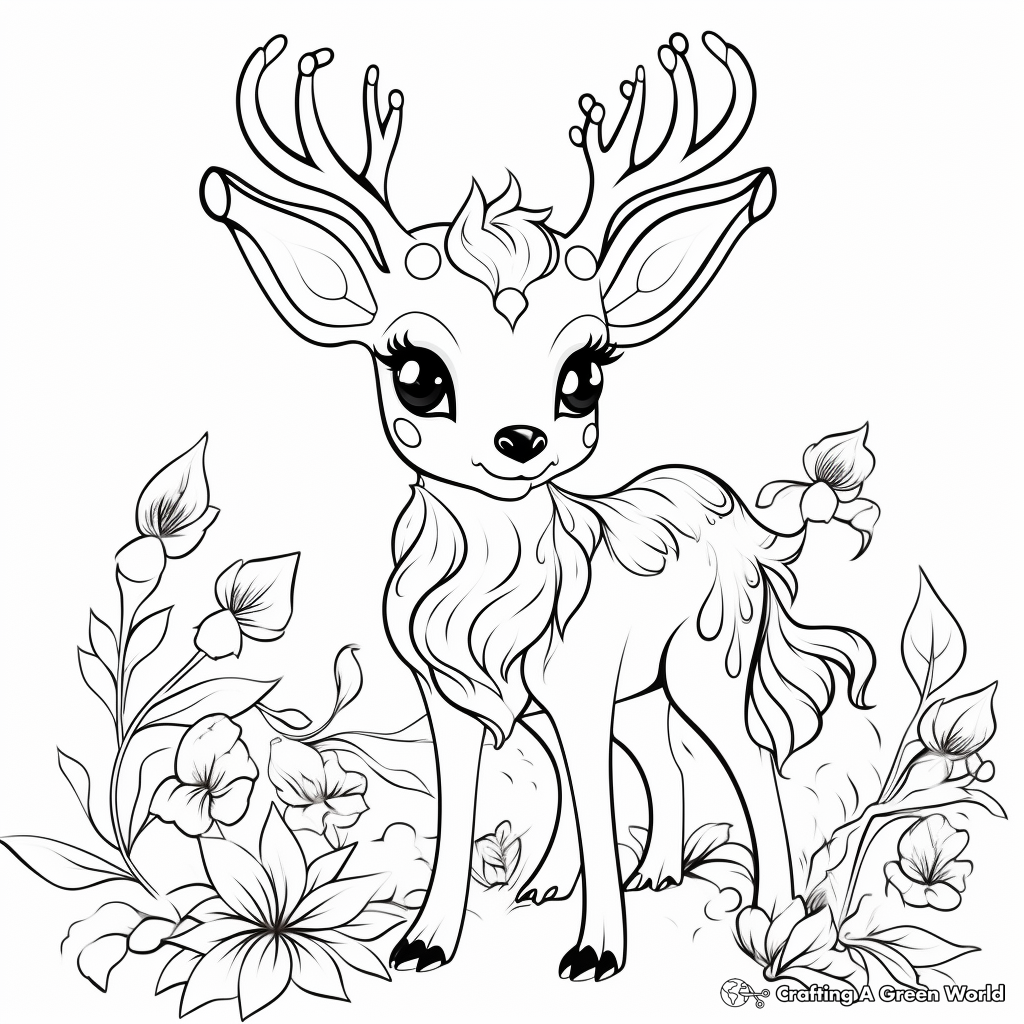 Fun-Filled Autumn Deerling Coloring Pages 1