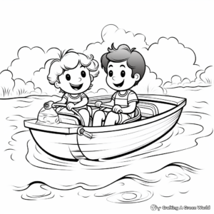 Fun Filled Children's Rowboat Adventure Coloring Pages 2