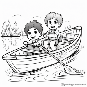 Fun Filled Children's Rowboat Adventure Coloring Pages 3