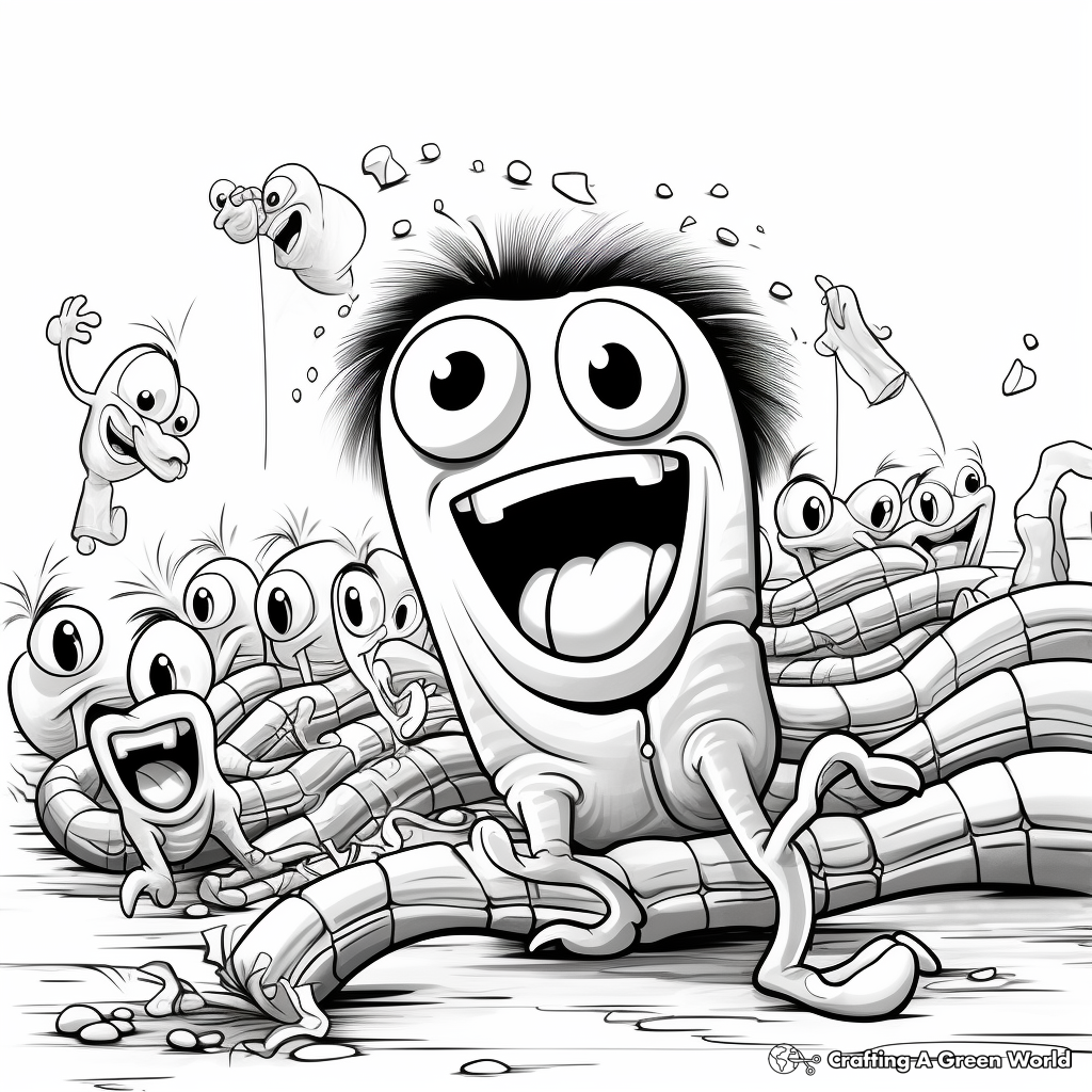 Fun-Filled Gummy Worm Party Coloring Pages 3