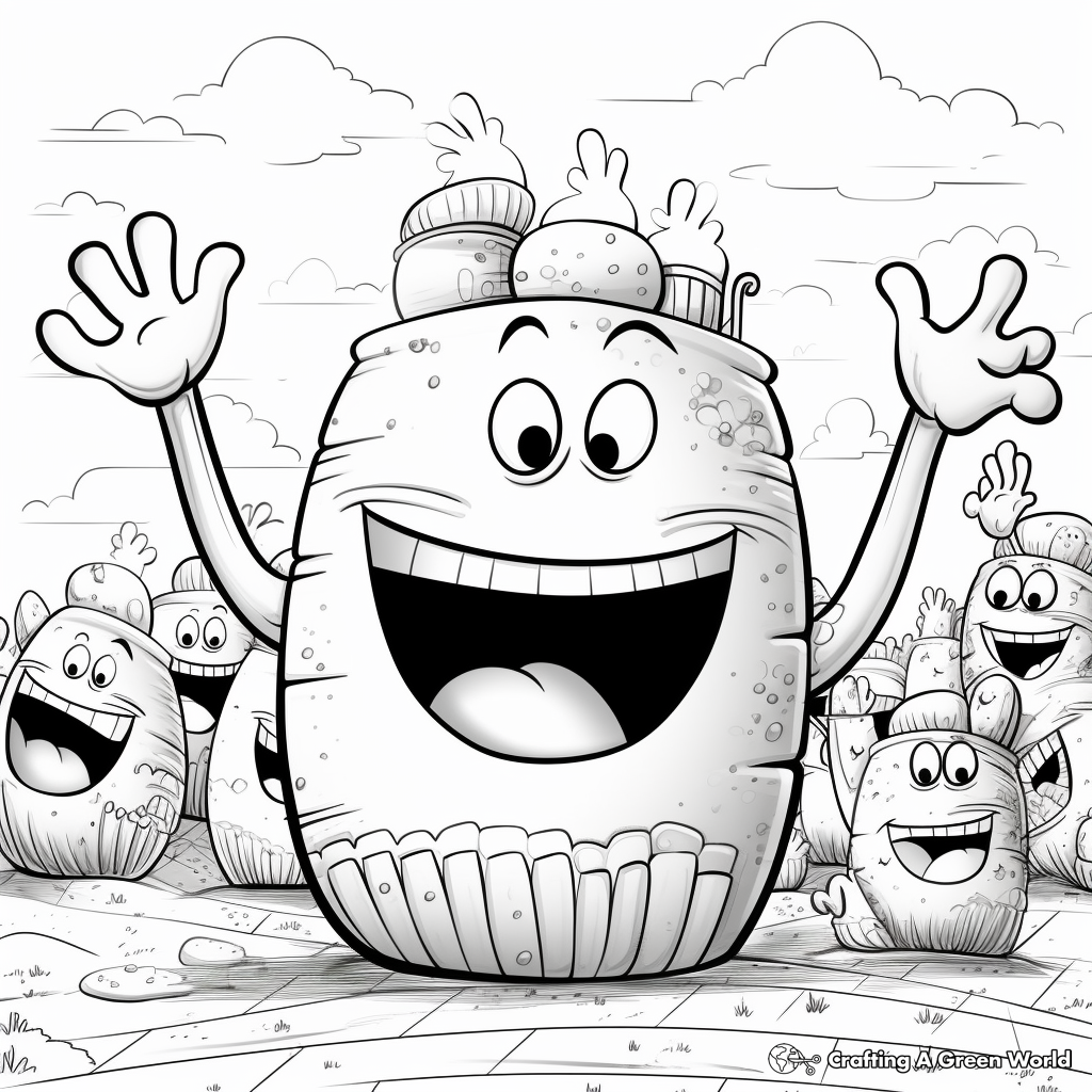 Fun-Filled Gummy Worm Party Coloring Pages 4