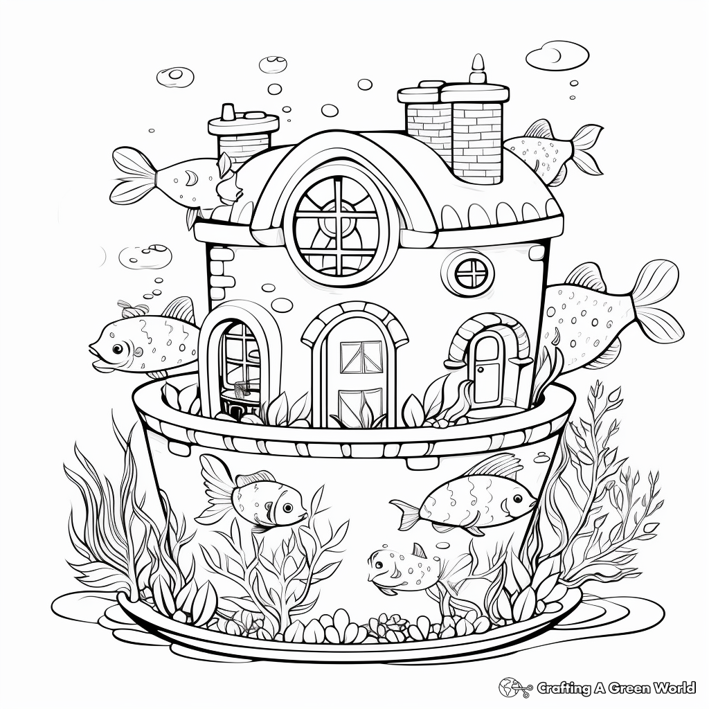 Fun Fish Feeding Aquarium Coloring Pages 1
