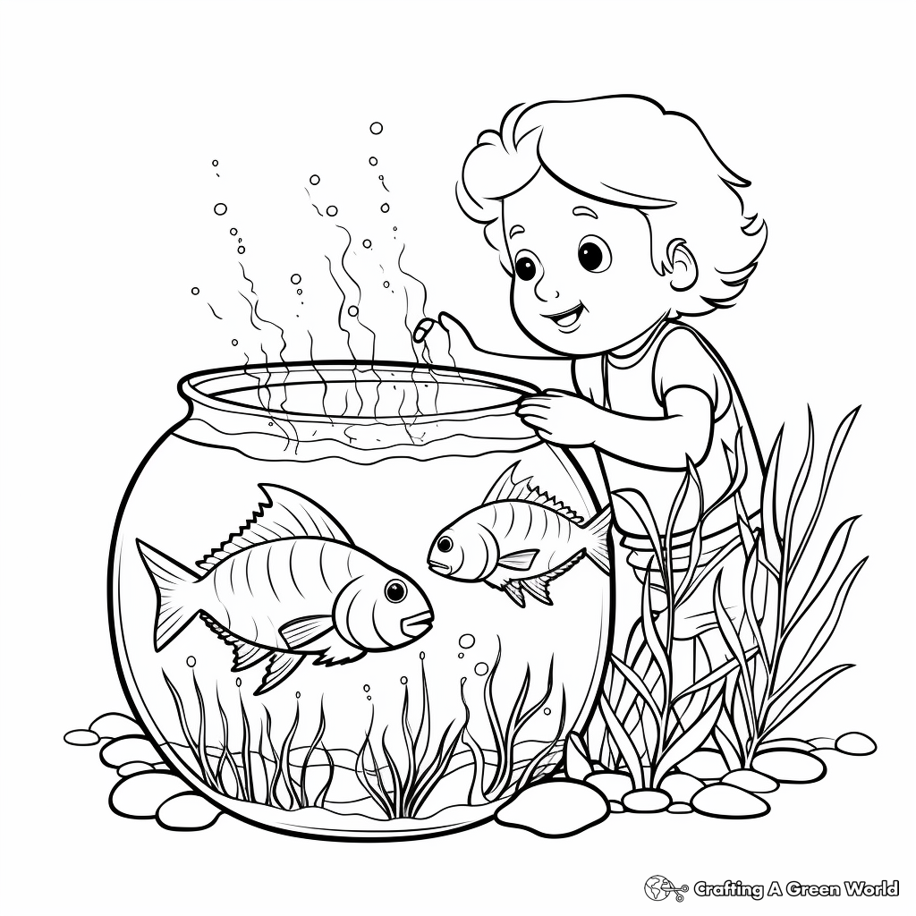 Fun Fish Feeding Aquarium Coloring Pages 4