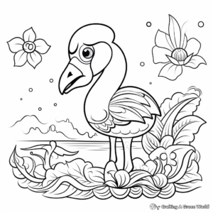 Fun Flamingo and Frangipani Coloring Pages 4