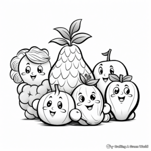 Fun Fruits Group Coloring Pages 3