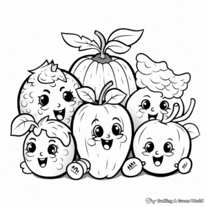 Fun Fruits Group Coloring Pages 4