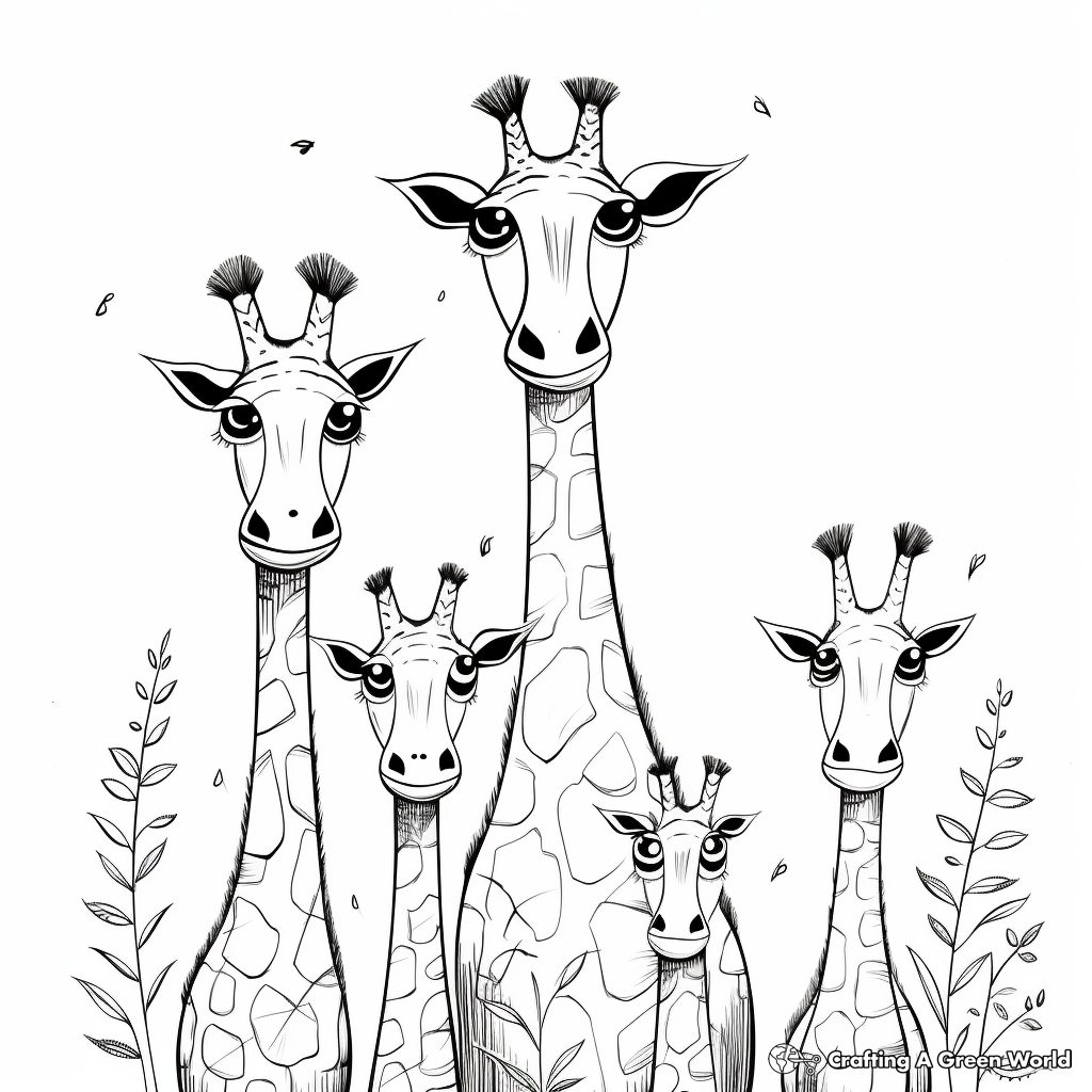 Fun Giraffe Family Coloring Sheets 1
