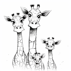 Fun Giraffe Family Coloring Sheets 4