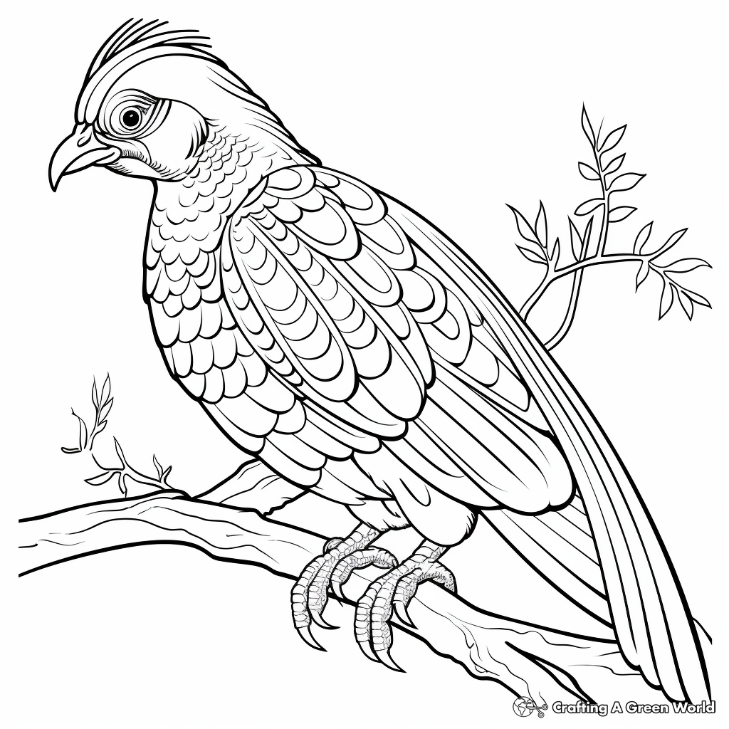 Fun Green Pheasant Coloring Pages for Kids 1