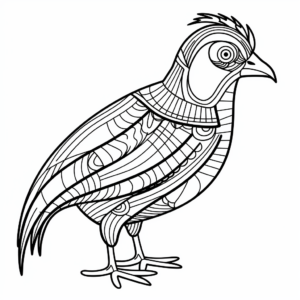 Fun Green Pheasant Coloring Pages for Kids 3
