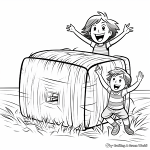 Fun Hay Bale Coloring Pages for Kids 3