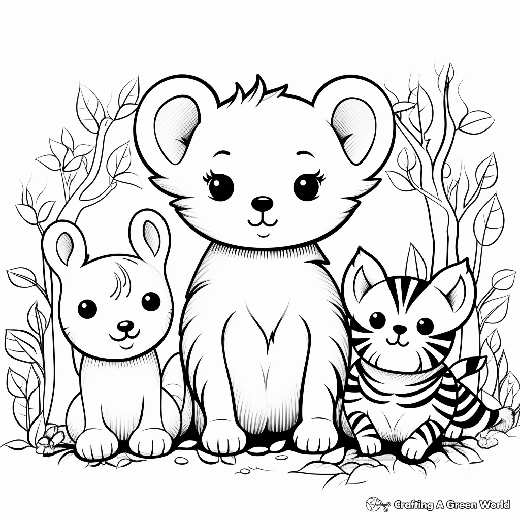 Fun Kawaii Animal Friends Coloring Pages 3