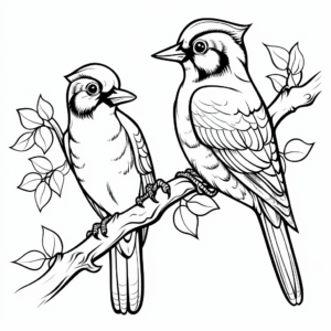 Fun Male and Female Woodpecker Coloring Pages 2
