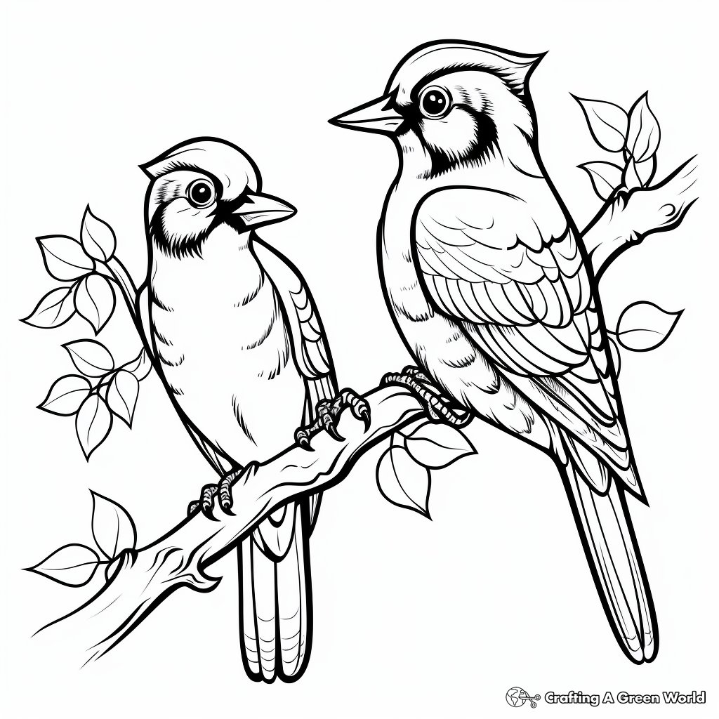 Fun Male and Female Woodpecker Coloring Pages 2