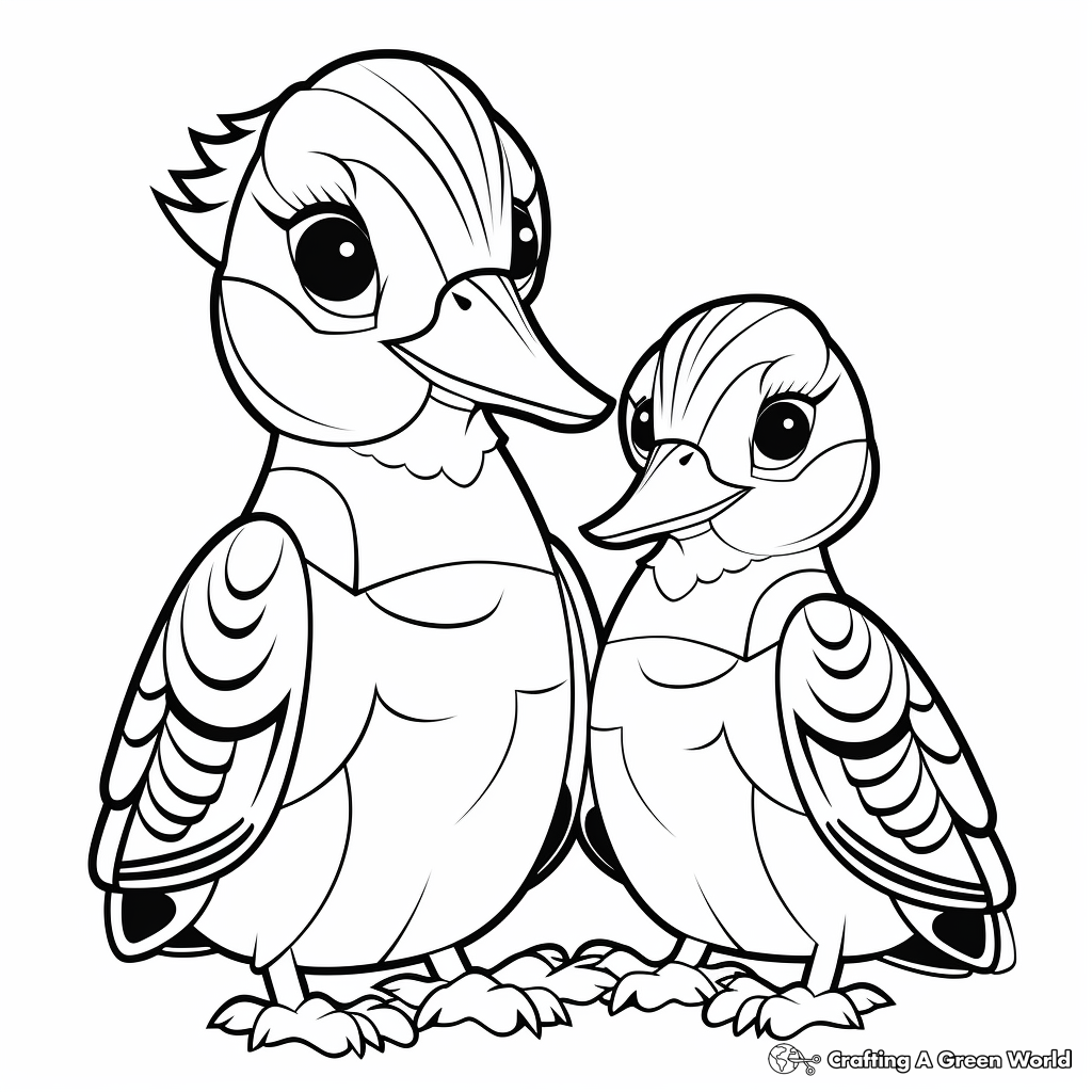 Fun Male and Female Woodpecker Coloring Pages 3