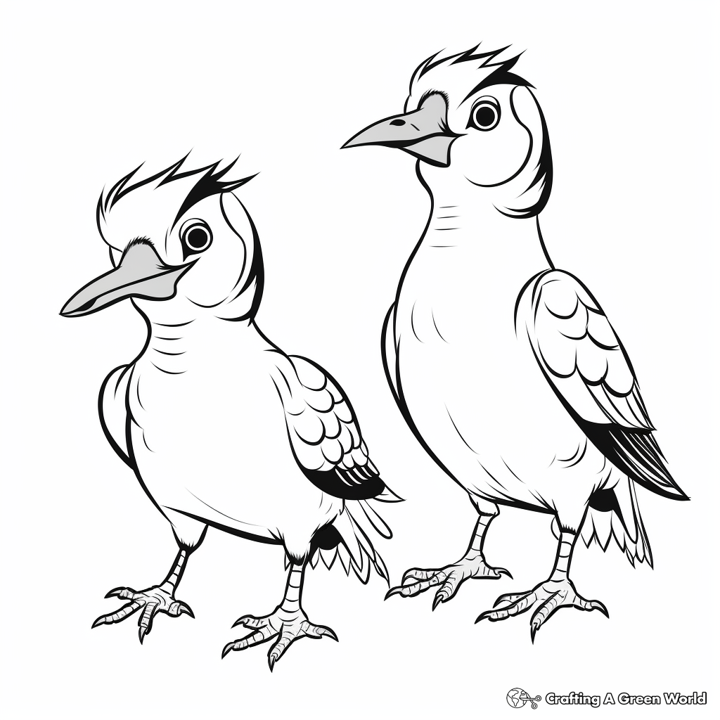 Fun Male and Female Woodpecker Coloring Pages 4