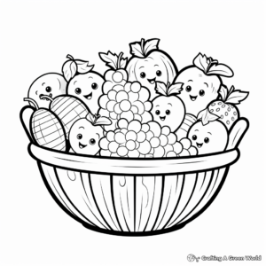 Fun Mixed Fruit Basket Coloring Pages 1