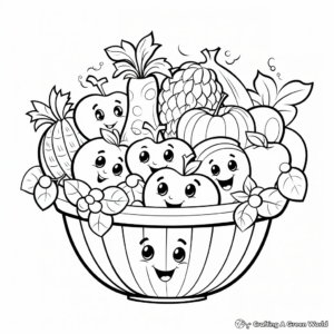 Fun Mixed Fruit Basket Coloring Pages 2