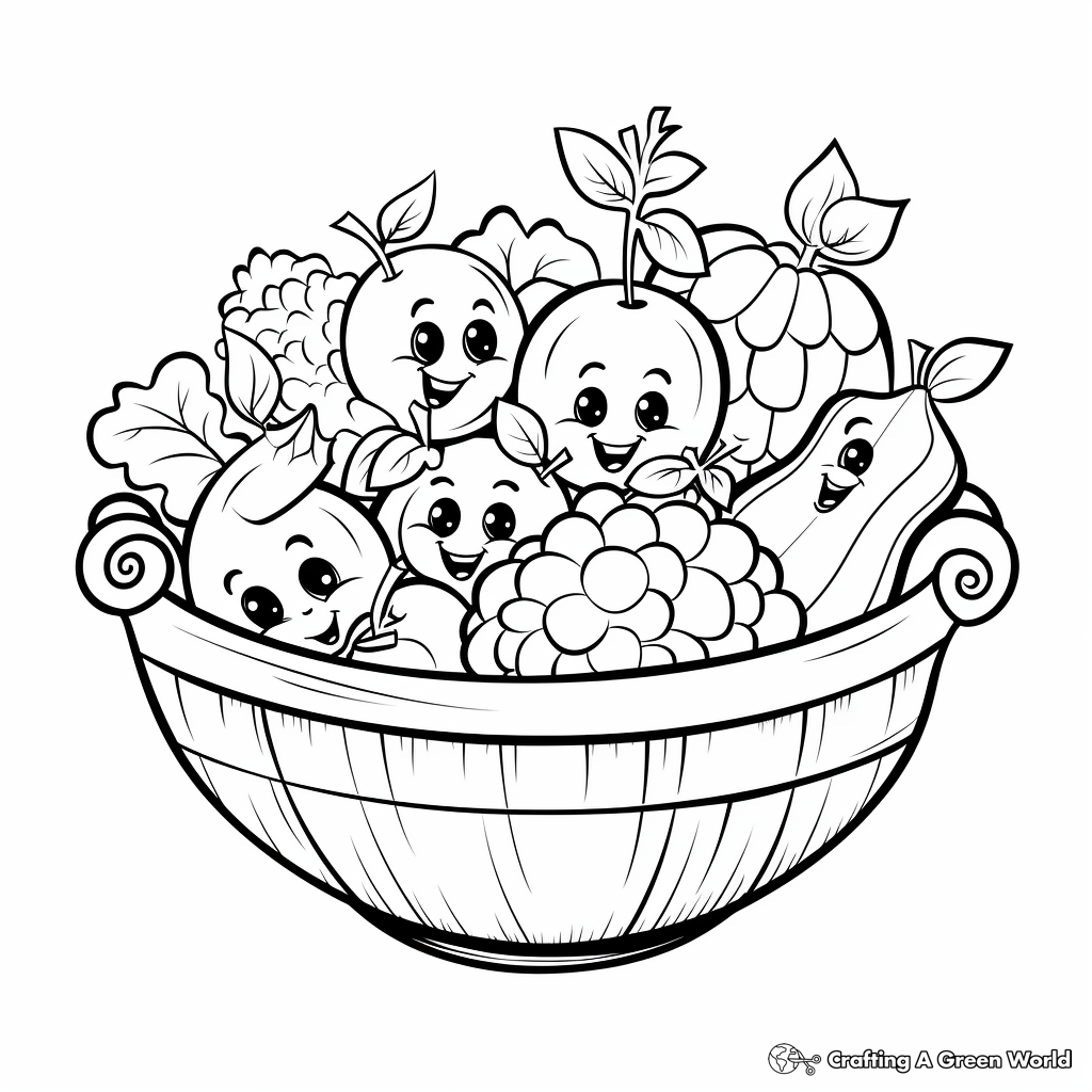 Fun Mixed Fruit Basket Coloring Pages 3