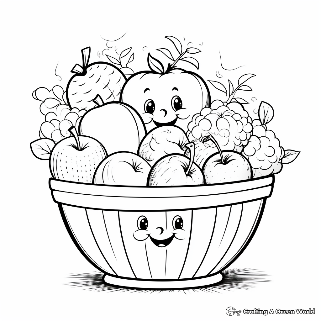 Fun Mixed Fruit Basket Coloring Pages 4