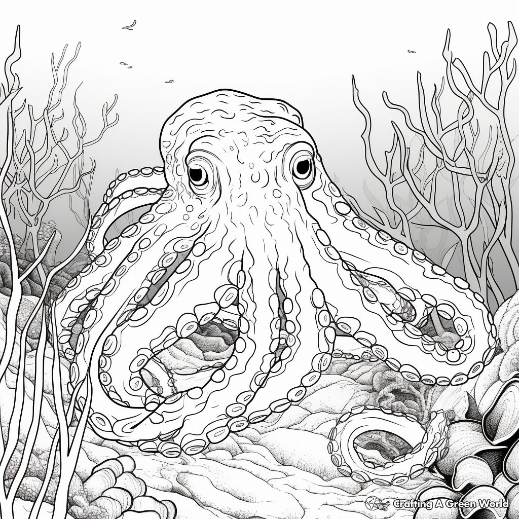 Fun Octopus Camouflage Coloring Pages 2