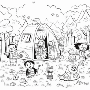Fun-packed Camping and Bear Hunt Coloring Pages 1