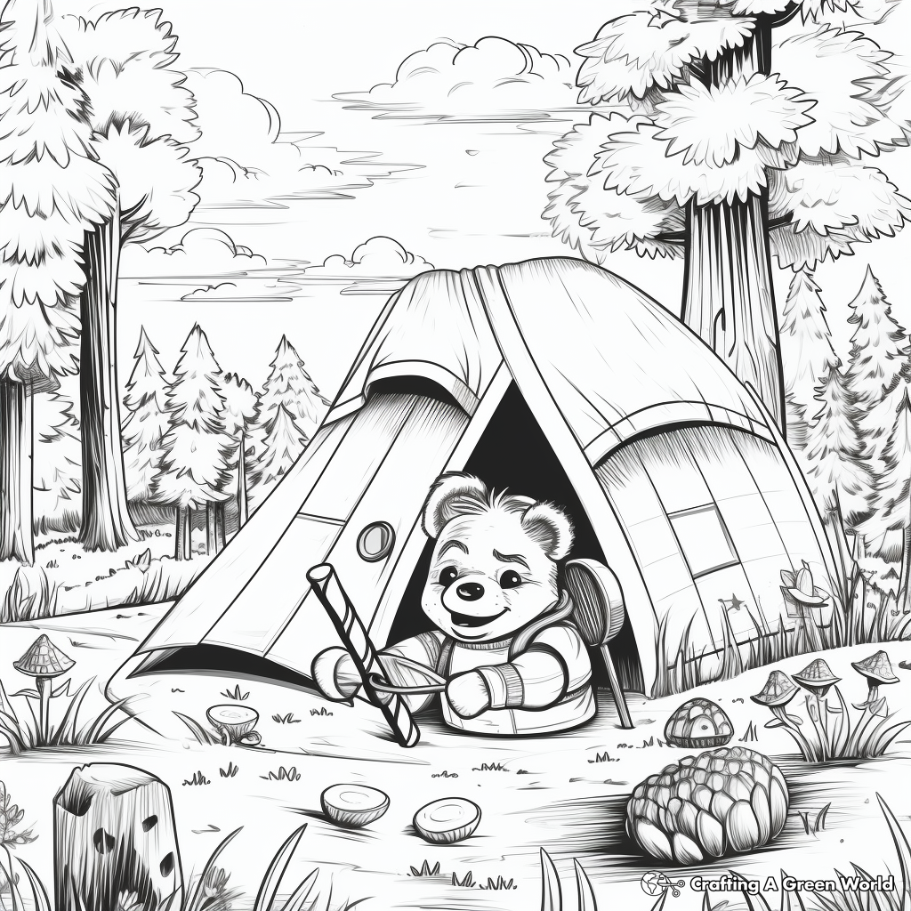 Fun-packed Camping and Bear Hunt Coloring Pages 2