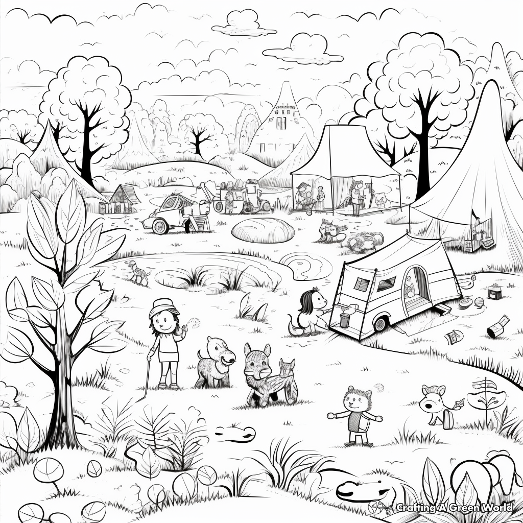 Fun-packed Camping and Bear Hunt Coloring Pages 3
