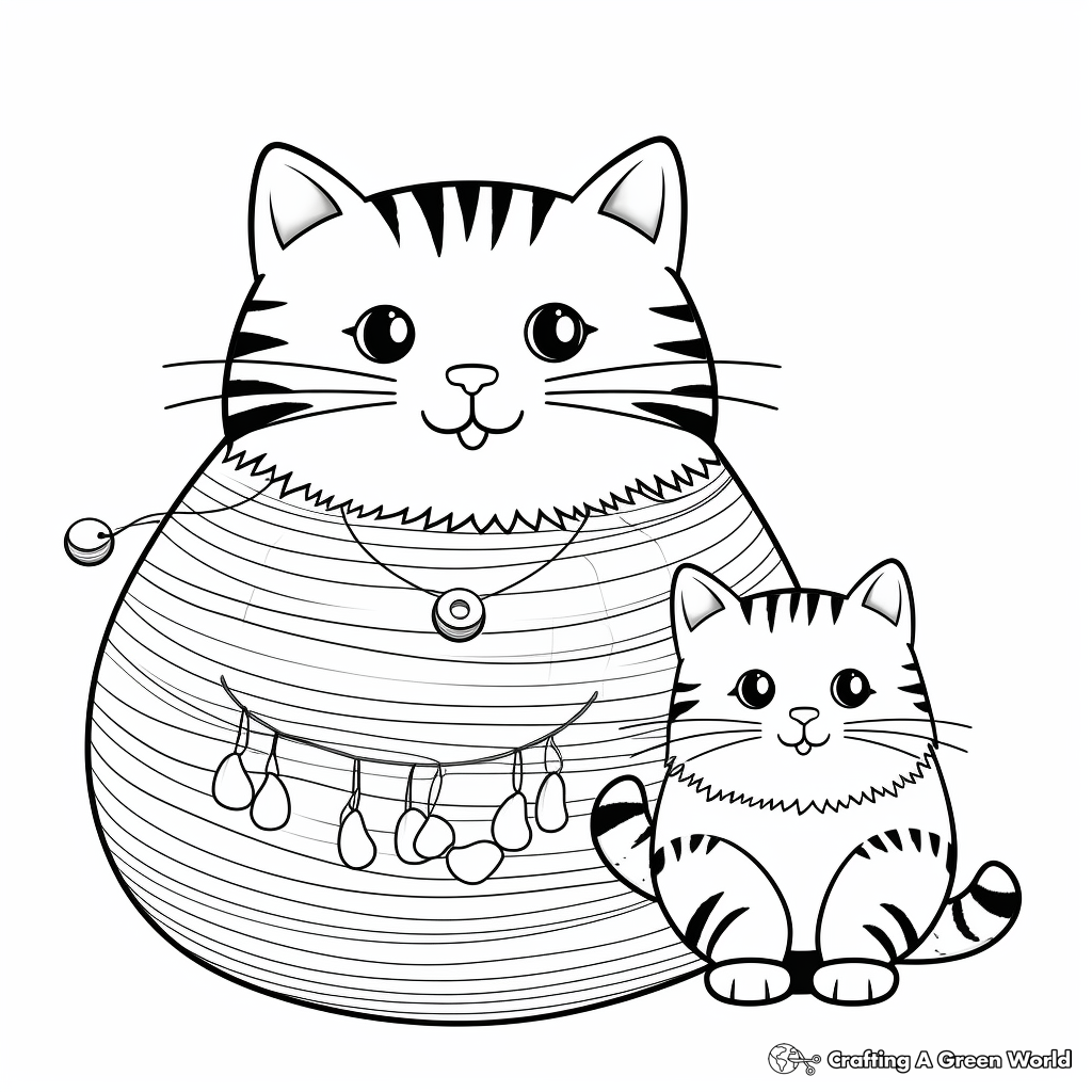 Fun Plump Kittens Playing with Yarn Coloring Pages 2