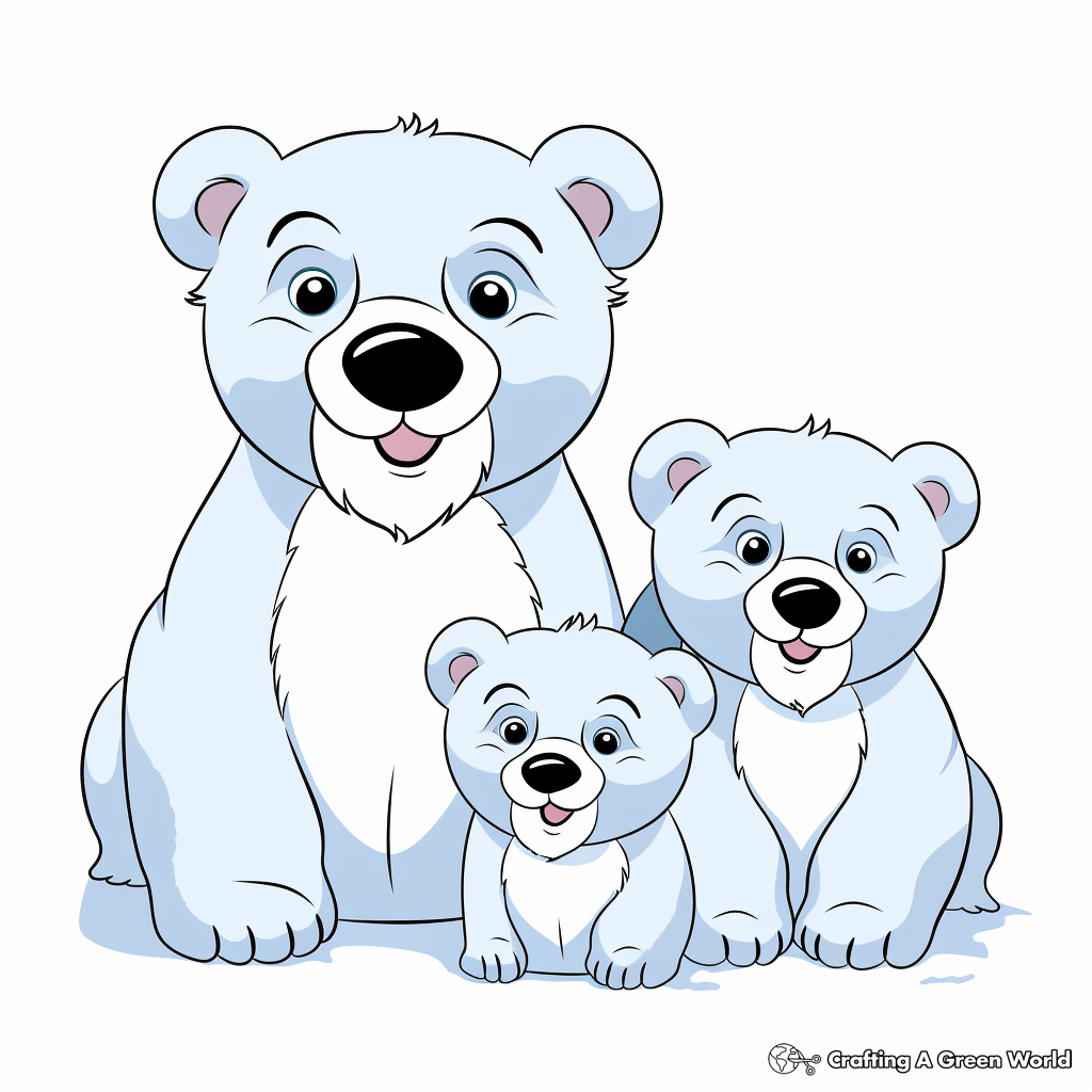 Fun Polar Bear Family Coloring Pages 2