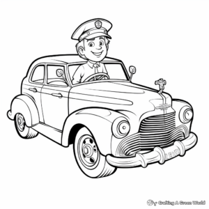 Fun Police Officer and Car Coloring Pages 1