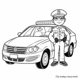Fun Police Officer and Car Coloring Pages 3