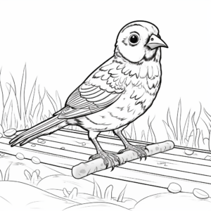 Fun Quail Eating Seeds Coloring Page 4