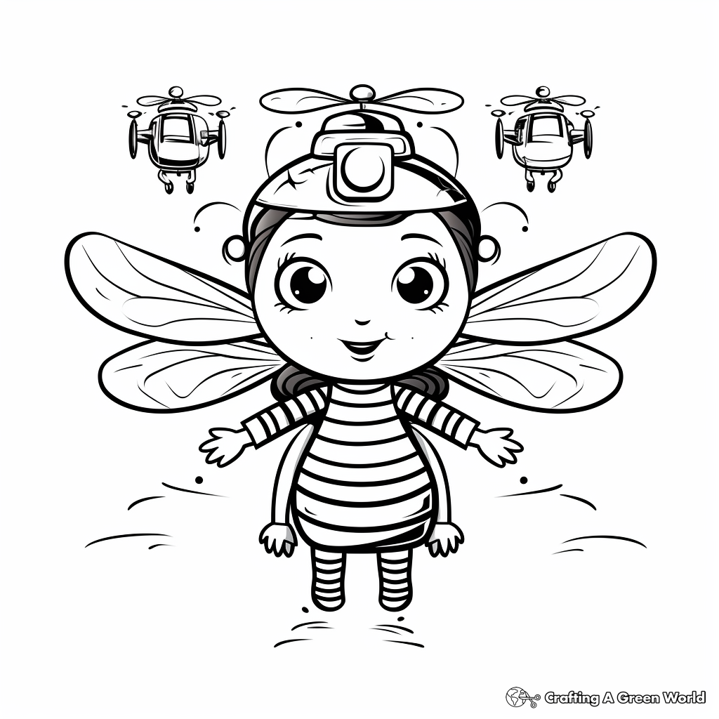 Fun Queen Bee and Her Drones Coloring Sheets 2
