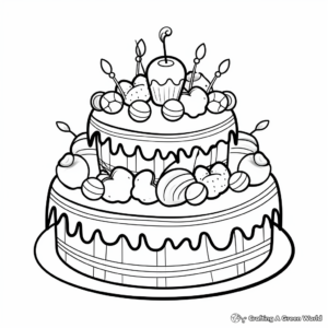Fun Rainbow Cake Coloring Pages for Kids 1