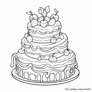 Fun Rainbow Cake Coloring Pages for Kids 2