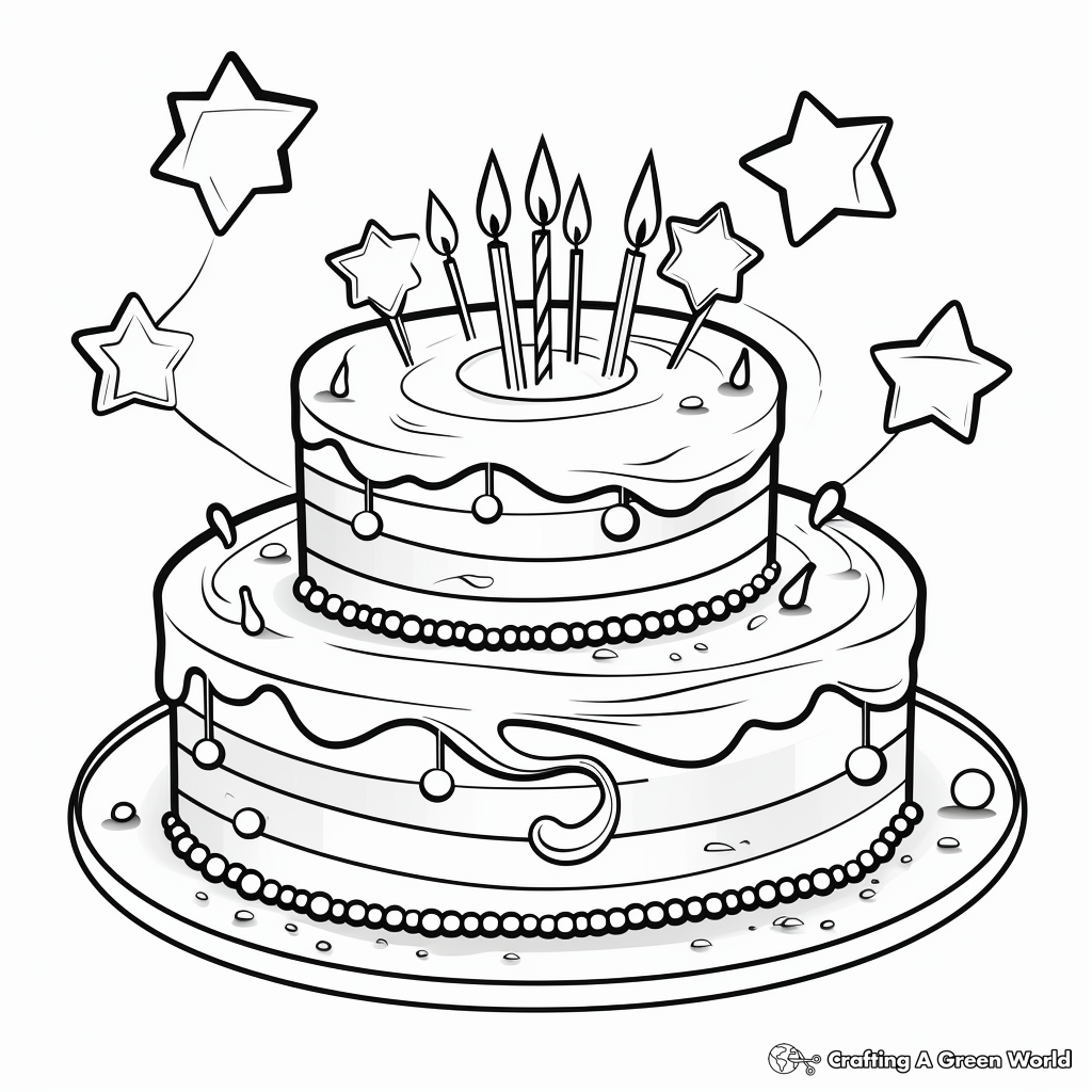 Fun Rainbow Cake Coloring Pages for Kids 3
