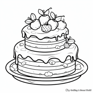 Fun Rainbow Cake Coloring Pages for Kids 4