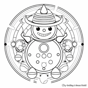 Fun Snowman Mandala Coloring Pages 4